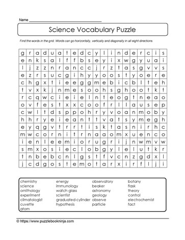 Word Search Science Vocab